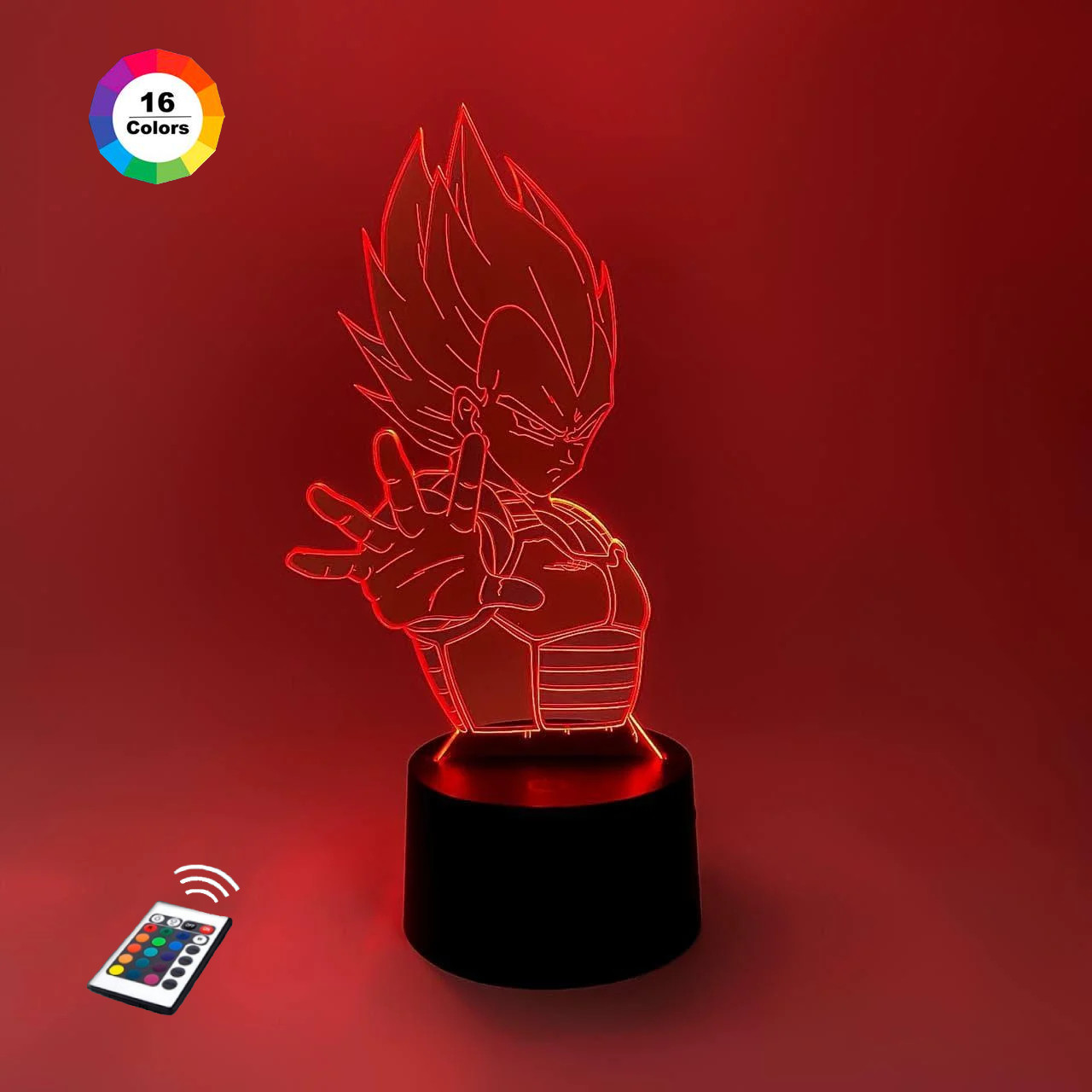 3D нічник "Вегета 2" (ВЧЕННЕ ЗОБРАЖЕННЯ)+ пульт ДК + мережевий адаптер + батарейки (3ААА)  3DTOYSLAMP, фото 1