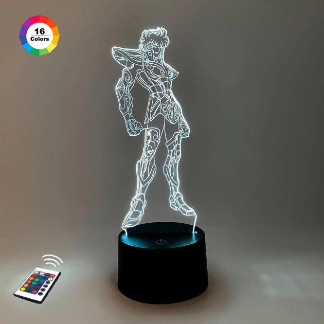 3D нічник "Айорія Лео" (ВВАЛИЧЕННЕ ЗОБРАЖЕННЯ)+ пульт ДК + мережевий адаптер + батарейки (3ААА)  3DTOYSLAMP, фото 1