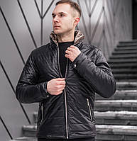 Куртка мужская зимняя теплая кожанка зима на меху черная Турция. Живое фото