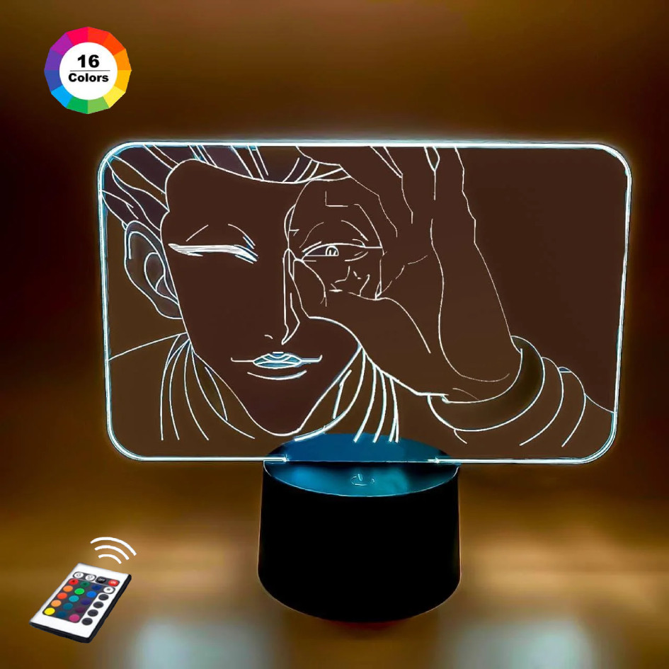 3D-нічник "Хисока Мороу 2" (ВОЛІЧНЕ ЗОБРАЖЕННЯ)+ пульт ДК + мережевий адаптер + батарейки (3ААА) 3DTOYSLAMР, фото 1