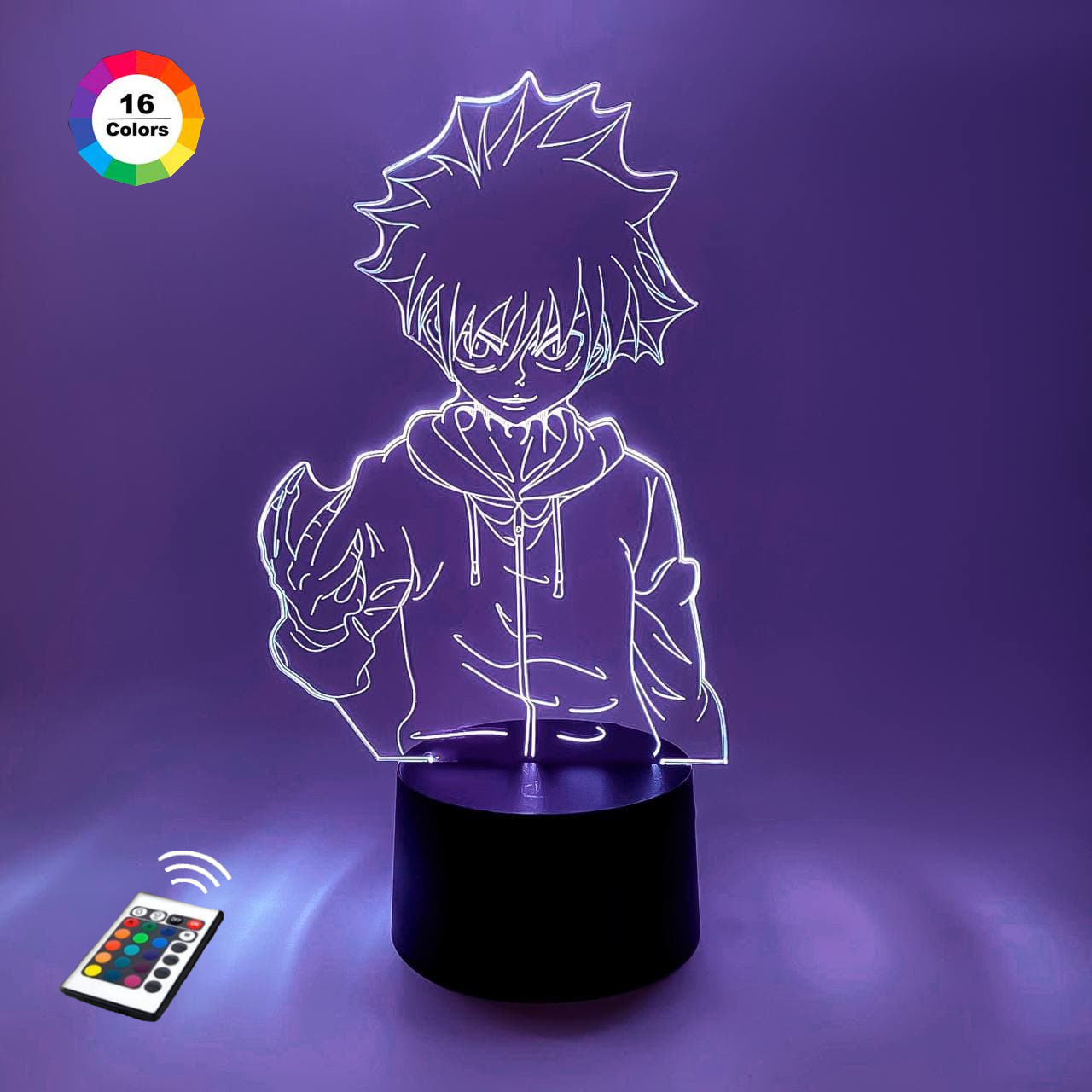 3D нічник "Киллуа Золдик 4" (УВАЧНЕ ЗОБРАЖЕННЯ) + пульт ДК + мережевий адаптер + батарейки (3ААА) 3DTOYSLAMР, фото 1