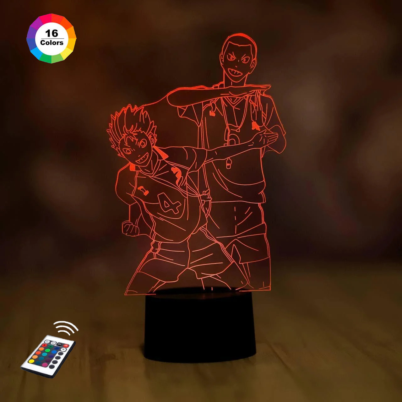 3D-нічник "Нишинова Юу та Танока Рюноска" (УВАЛИЧЕННЕ ІЗОБРАЖЕННЯ) + пульт ДК + мережевий адаптер + батарейки, фото 1