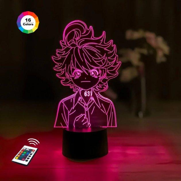 3D нічник "Емма" (ВОЛІЧНЕ ЗОБРАЖЕННЯ) + пульт ДК + мережевий адаптер + батарейки (3ААА)  3DTOYSLAMP, фото 1