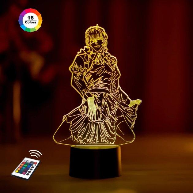 3D нічник "Аято Сакамакі" (ВОЛІЧНЕ ЗОБРАЖЕННЯ)+ пульт ДК + мережевий адаптер + батарейки (3ААА)  3DTOYSLAMP, фото 1