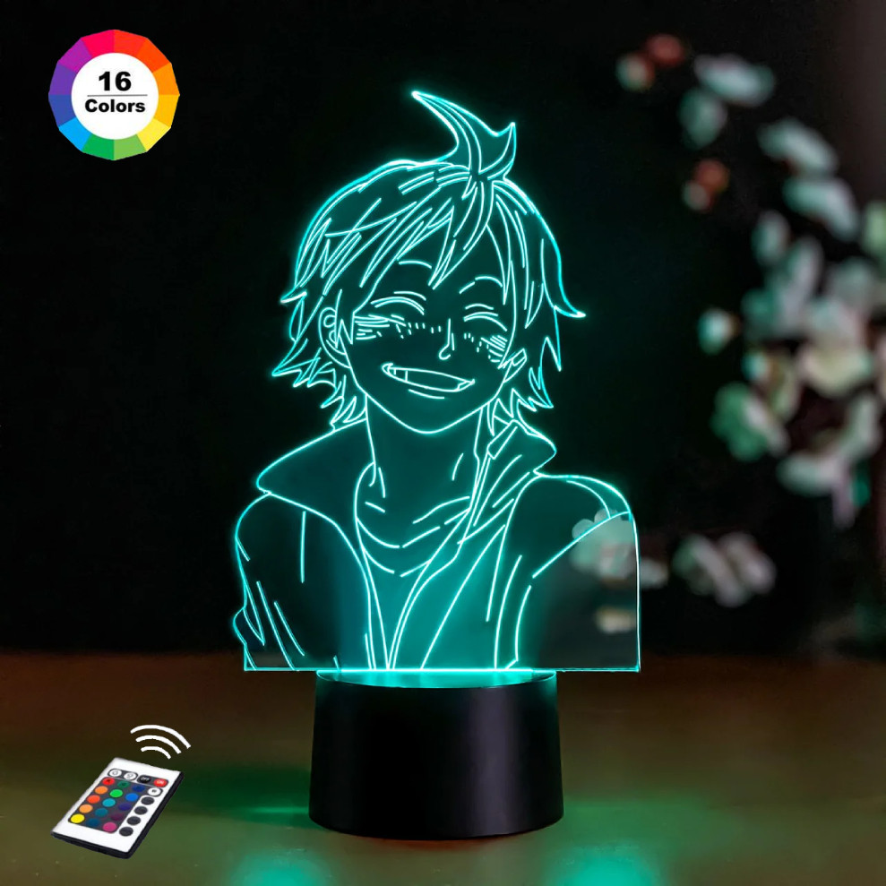 3D-нічник "Тадаші Ямагучі" (ВОЛІЧНЕ ЗОБРАЖЕННЯ)+ пульт ДК + мережевий адаптер + батарейки (3ААА)  3DTOYSLAM, фото 1