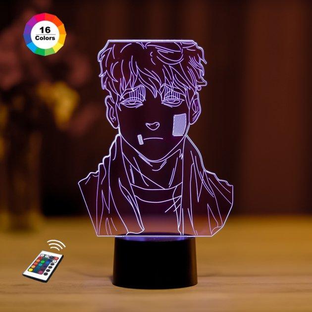 3D нічник "Про Сану 2" (ВОЛІЧНЕ ЗОБРАЖЕННЯ) + пульт ДК + мережевий адаптер + батарейки (3ААА)  3DTOYSLAMP, фото 1