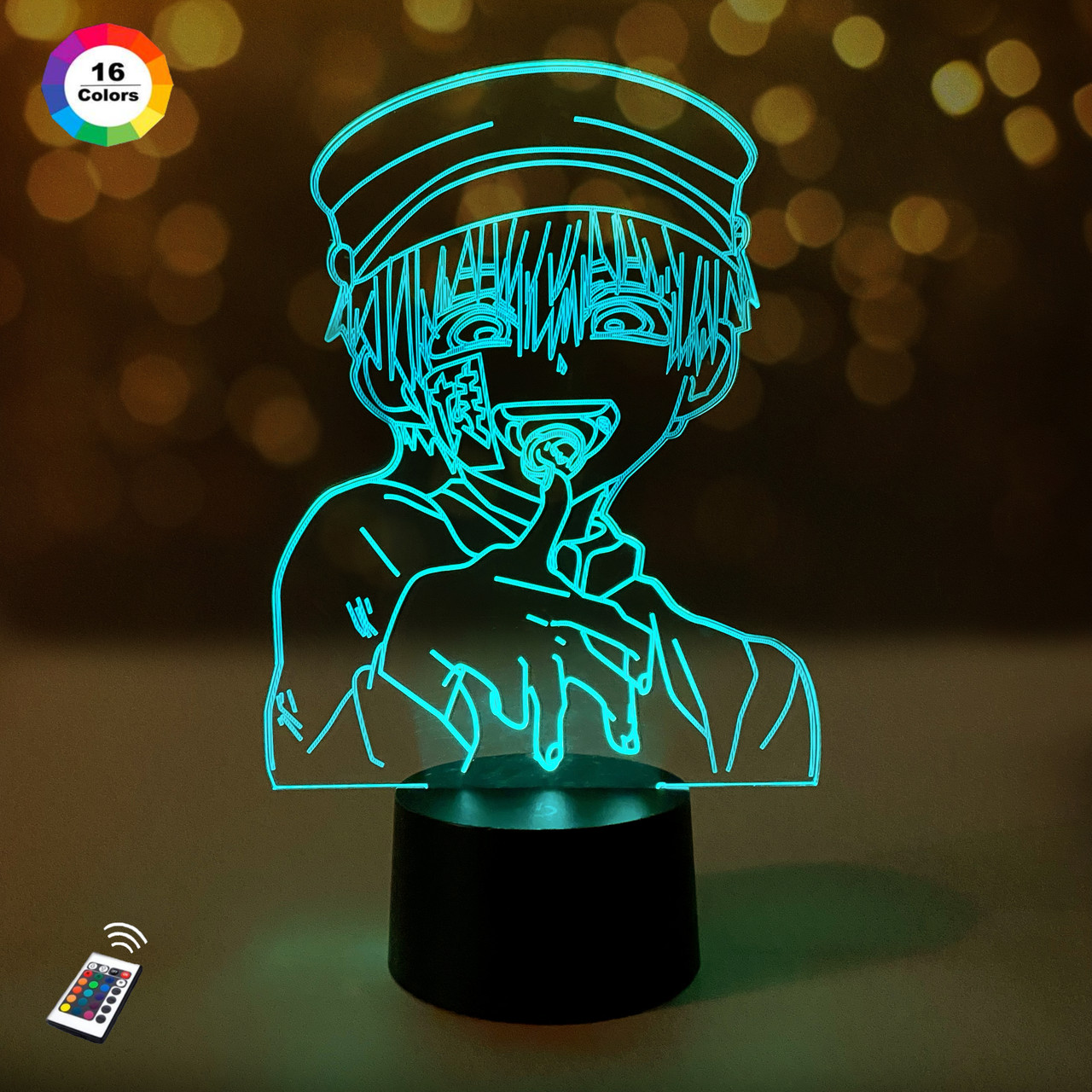 3D-нічник "Туалетний хлопчик Ханако-кун" (ВВАЛИЧЕННЕ ЗОБРАЖЕННЯ) + пульт ДК + мережевий адаптер +байки (3 ААА), фото 1