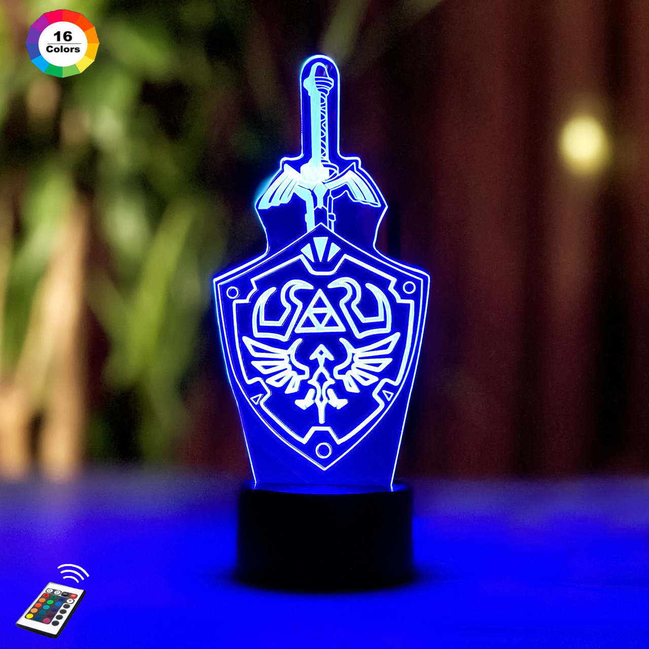 3D-нічник "Легенда про Зельда" (ВОЛІЧНЕ ЗОБРАЖЕННЯ)+ пульт ДК + мережевий адаптер +батарейки (3ААА)  3DTOYSLAMP, фото 1