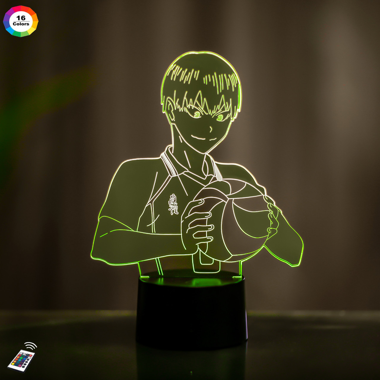 3D-нічник "Тобіо Кагеяма" (УВАЧНЕ ЗОБРАЖЕННЯ) + пульт ДК + мережевий адаптер +батарейки (3ААА)  3DTOYSLAMP, фото 1