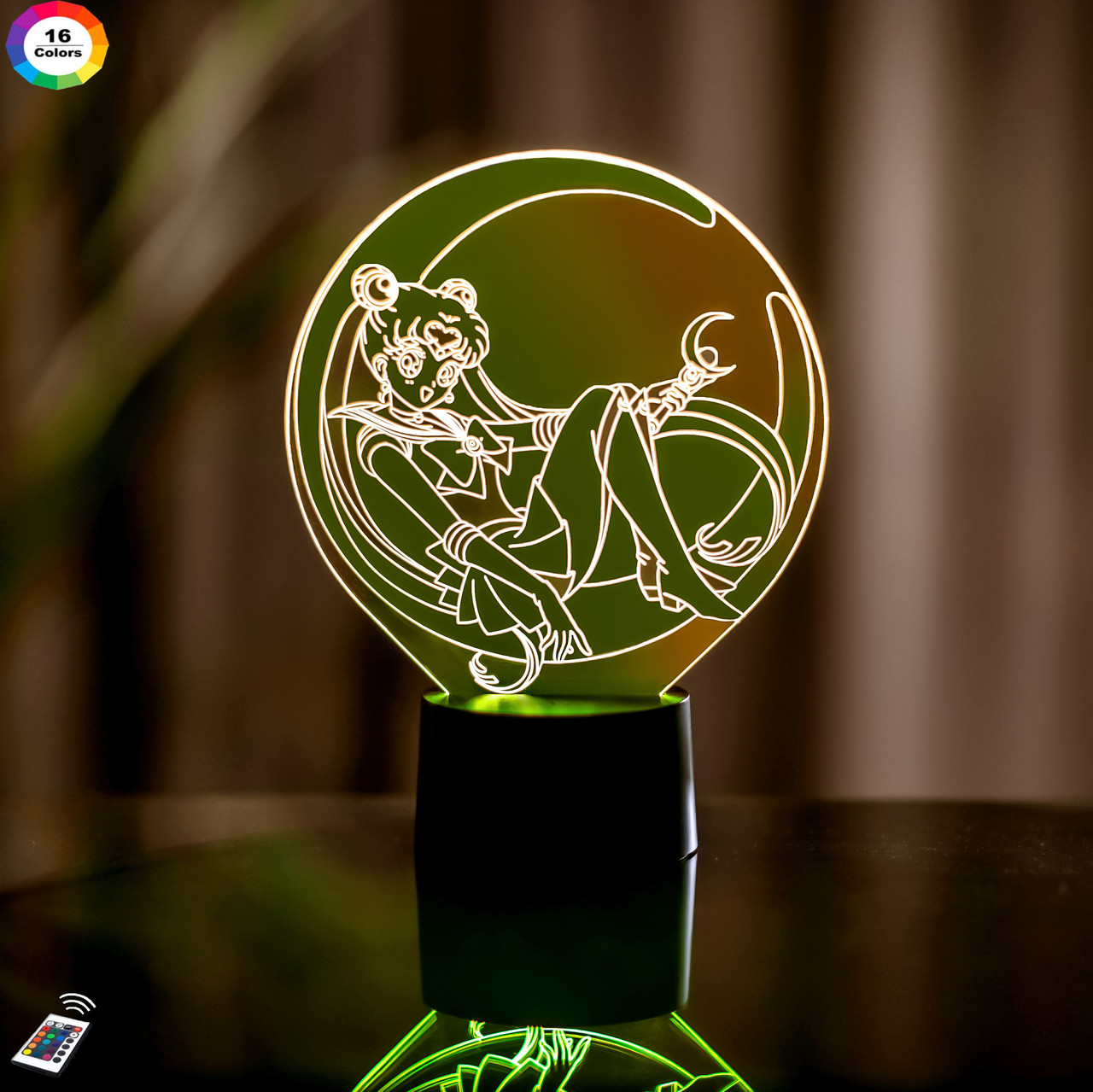 3D-нічник "Сейлор Мун 3" (ВОЛІЧНЕ ЗОБРАЖЕННЯ) + пульт ДК + мережевий адаптер + батарейки (3ААА)  3DTOYSLAMP, фото 1