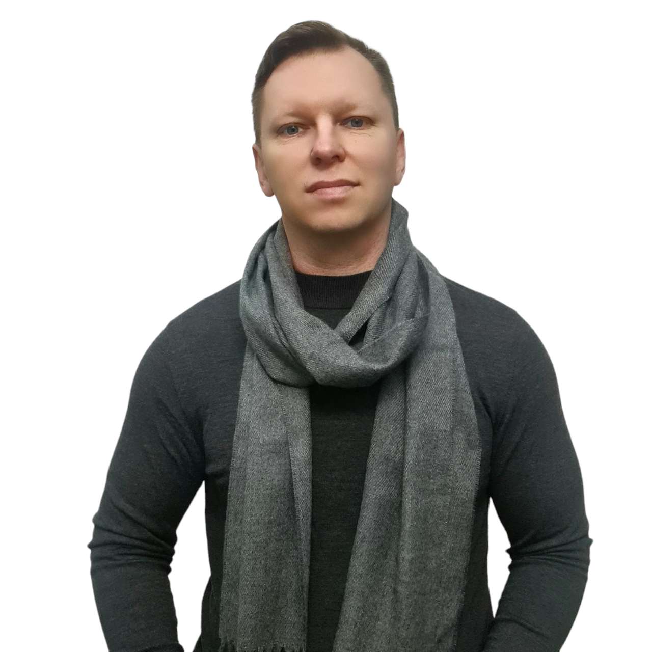 Шарф чоловічий напіввовняний M&JJ Маршал 170х34 см сірий 1298, фото 1