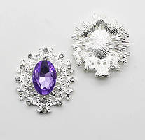 Камінь в срібній ажурній оправі 30*32 мм бузковий