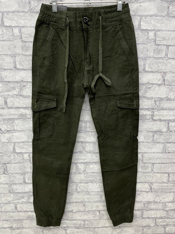 Чоловічі оливкові джинси джогери на гумці, фото 1