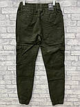Чоловічі оливкові джинси джогери на гумці, фото 2