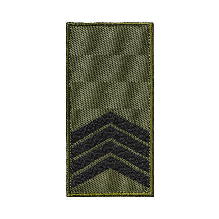 Вишитий погон старший сержант ЗСУ олива на липучці., фото 1