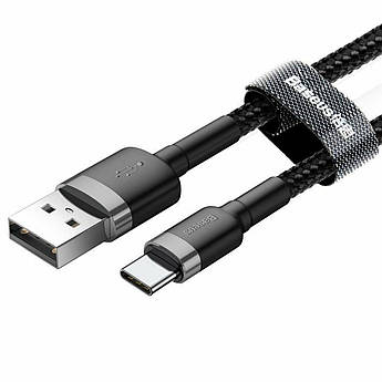 Кабель Baseus Cafule USB - Type-C 1м 3A CATKLF-BG1 Black/Grey