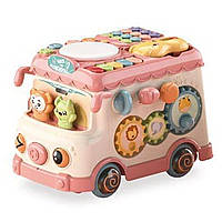 Музыкальная развивающая игрушка автобус (свет, звук) YL 1033-1 A Розовый