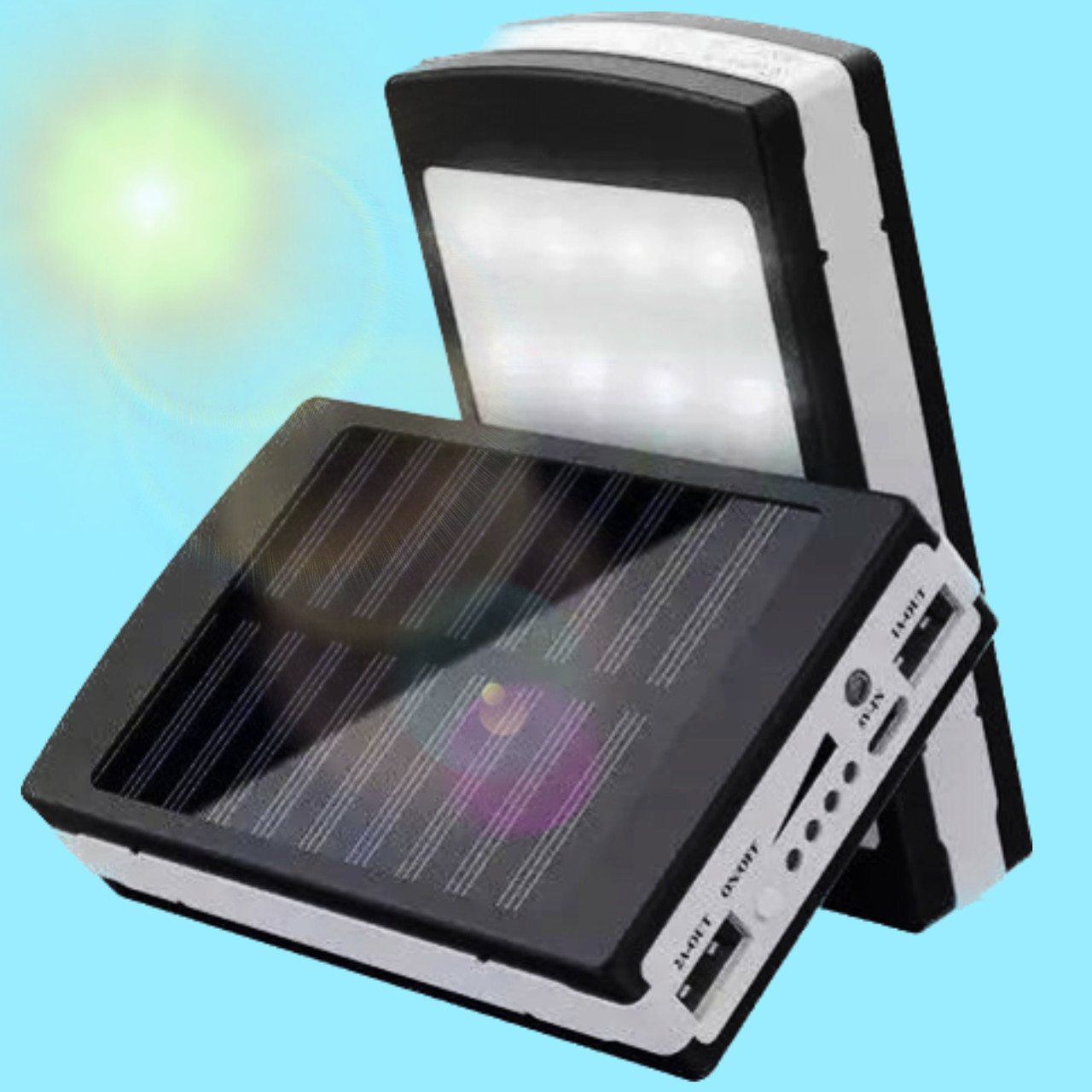 ОПТ Портативна батарея фонарь Smart PowerBank 110000 2000 mAh на сонячній батареї з Led-ліхтарем чорна