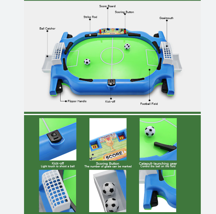 Детский настольный футбол отличный подарок на НГ, мини-футбол с функцией флиппер для ребенка, GP16 - фото 2 - id-p1725438864