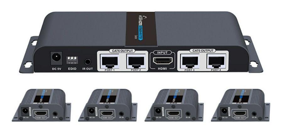 Розгалужувач — подовжувач HDMI за витою парою 1 в 4 Lenkeng LKV714Pro