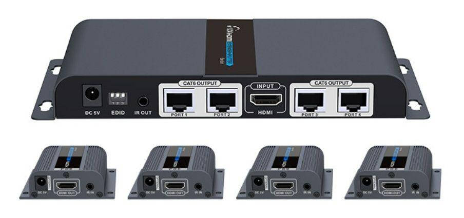 Розгалужувач — подовжувач HDMI за витою парою 1 в 4 Lenkeng LKV714Pro, фото 1