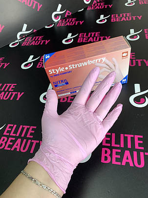 Рожеві рукавички з нітрилу XS, 100 шт./пач., фото 2
