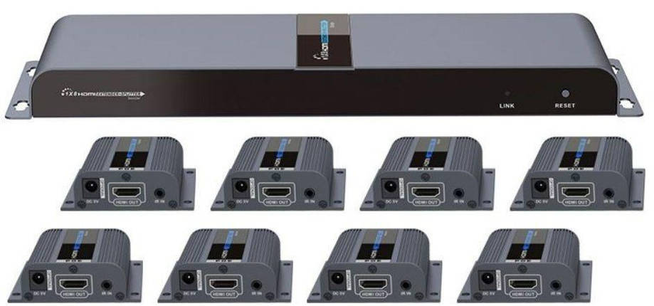 Розгалужувач — подовжувач HDMI за витою парою 1 у 8 Lenkeng LKV718Pro, фото 1