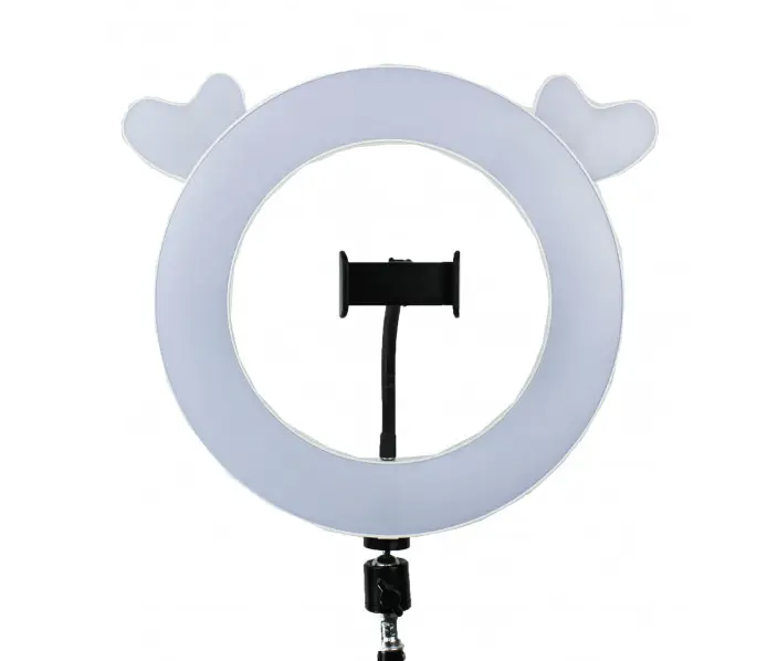 Кільцева лампа з вушками LED Lamp 30см з тримачем для телефону White, фото 1