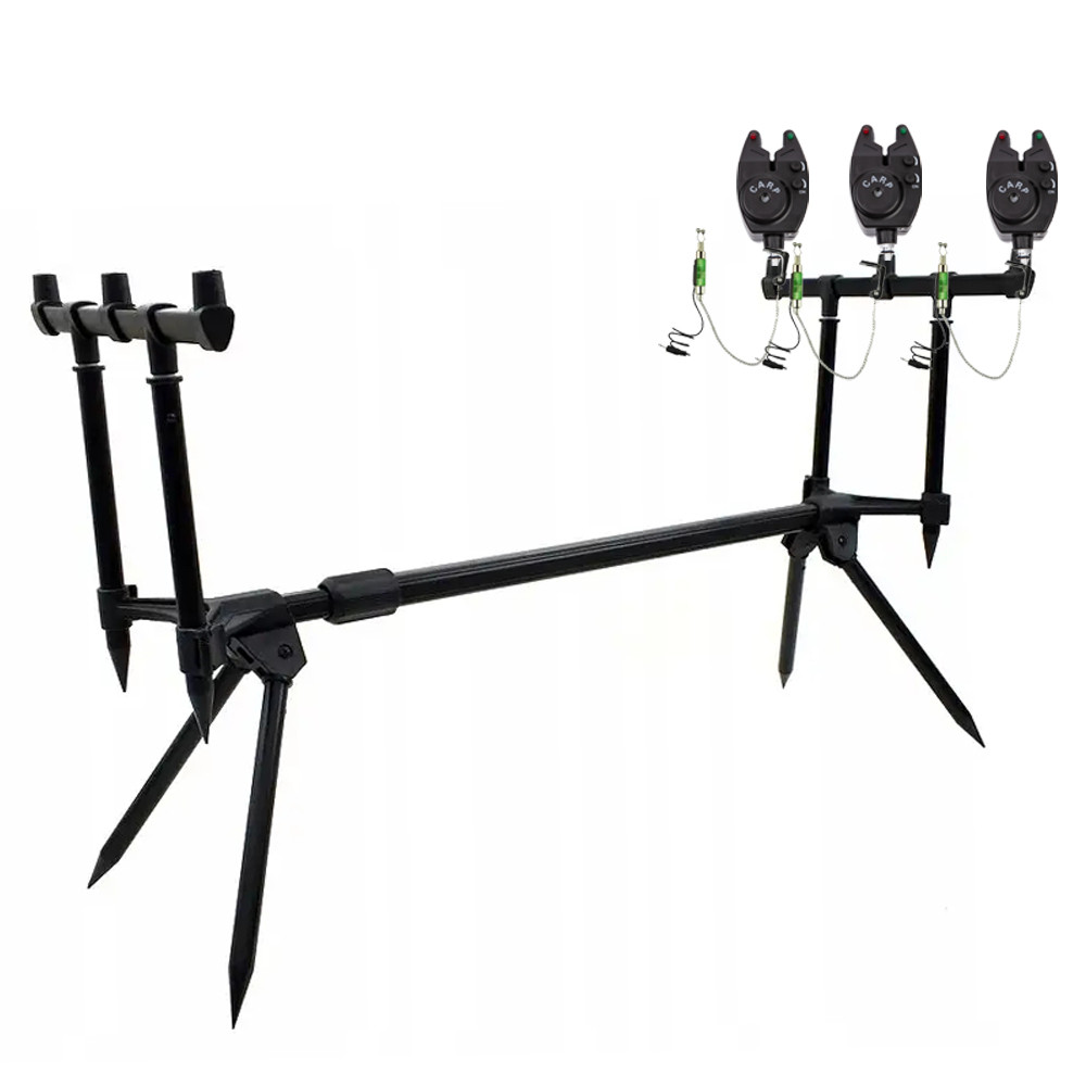 Набір Рід-під Rumpol на 3 вудилища 3 Сигналізатора RMP Carp Свінгер Shark Carp Зелений - 3шт, фото 1