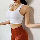 Топ спортивний білий зі зйомними чашками жіночий для фітнесу Топ-бра для спорту тренувань бігу, фото 6