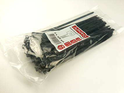 Хомут пластиковий APRO 300х8 (100 шт. у уп.) чорний, 1 ПАКОВКА (CT-B8300)