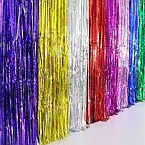 Новорічний дощик-штора з фольги мішуру 9 см х 1 м. Колір золото, фото 6