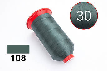 Нитка POLYART(ПОЛІАРТ) N30 колір P108 темно-зелений, для пошиття чохлів на автомобільні сидіння та кермо, 2500м