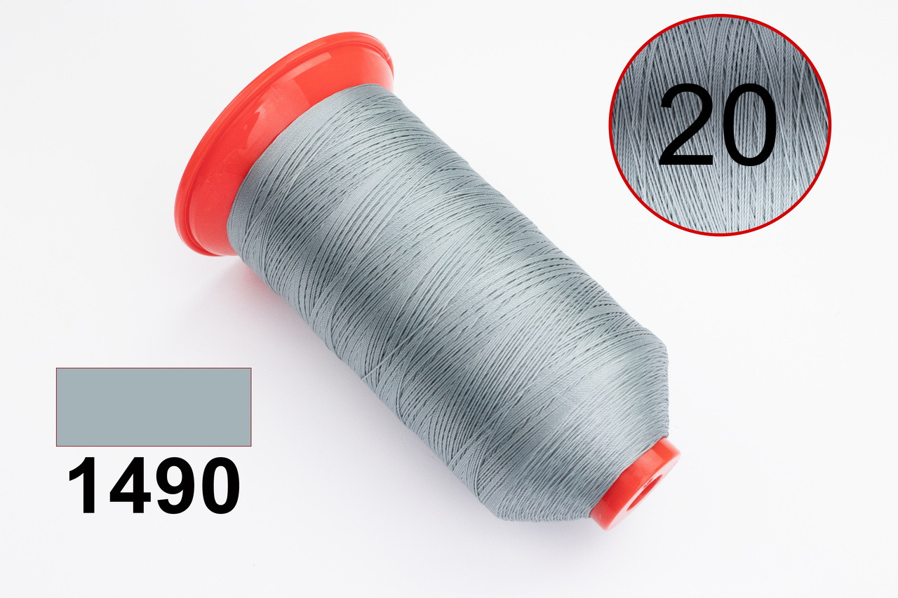 Нитка POLYART(ПОЛИАРТ) N20 колір 1490 сірий, для пошиття чохлів на автомобільні сидіння і кермо, 1500м