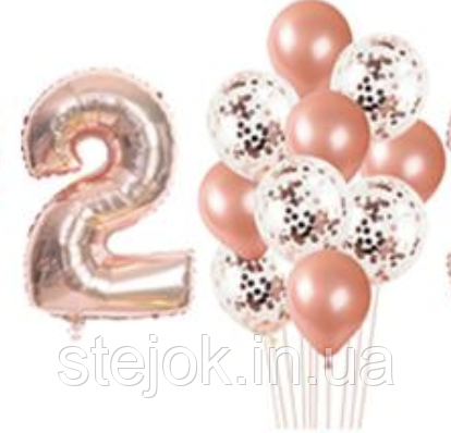 Набір із куль із цифрою, колір рожеве золото, фото 1