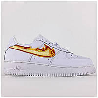 Мужские кроссовки Nike Air Force 1 '07 Low White Fire, белые кожаные кроссовки найк аир форс 1 лов