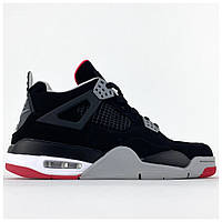 Мужские кроссовки Nike Air Jordan 4 Retro Black Grey, черные кроссовки найк аир джордан 4 ретро
