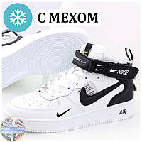 Мужские / женские зимние кроссовки Nike Air Force 1 Mid 07 Winter White High белые кожаные найк аир форс 1 мид