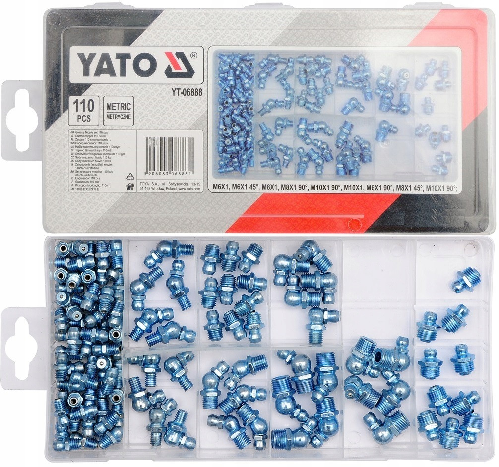 Тавотницы Для Солидола М6, М8, М10 Набор 110 шт DIN 71412A YATO (YT ...