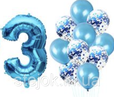 Набір із куль із цифрою, колір синій, фото 1