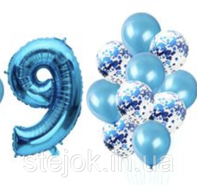 Набір із куль із цифрою, колір синій, фото 1