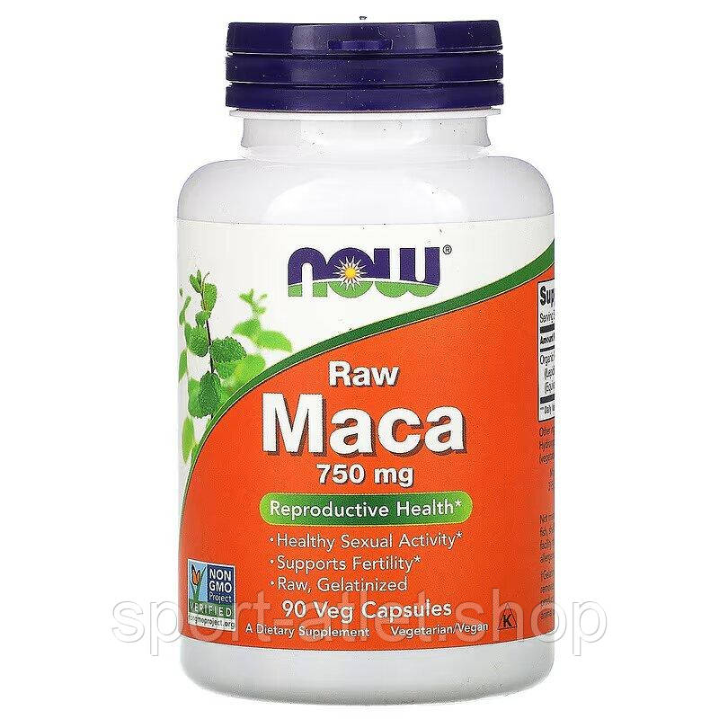 Натуральна добавка NOW Maca Raw 750 mg, 90 вегакапсул, фото 1