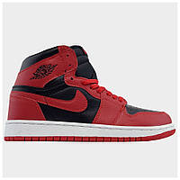 Мужские кроссовки Nike Air Jordan 1 Red Black Retro High, кожаные кроссовки найк аир джордан 1 ретро хай