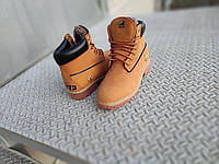 41 р Мужские ботинки в стиле Timberland CAMEL с темным манжетом EST 1973 кожаные c натуральным мехом ЗИМА 43 - 28 см