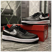 Мужские кроссовки Nike Air Force 1 Low Black Silver, кроссовки найк аир форс лов, кросівки Nike Air Force 1 07