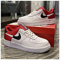 Мужские кроссовки Nike Air Force 1 Low White Red, мужские кроссовки найк аир форс 1 лов