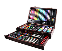 Качественный набор для творчества в деревянном кейсе на 130 предметов, детский набор для рисования, GN17