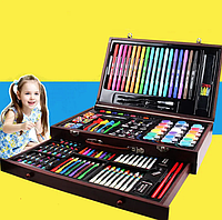 Качественный набор для творчества в деревянном кейсе на 130 предметов, детский набор для рисования, GN20