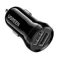 Автомобильная USB авто зарядка для телефона в машину от прикуривателя UGREEN ED018 2xUSB 24 W Черный