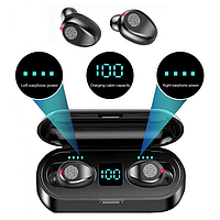 Классные беспроводные наушники TWS F9 с цифровым зарядным кейсом и Bluetooth 5.0, цвет черный, GN11